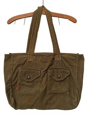 Vintage Y2K Yak Pak - Levi's Olive Corduroy Tote Bag with Front Flap Pockets